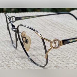 Yves Saint Laurent Authentic Rare green and silver Eyeglasses frame .